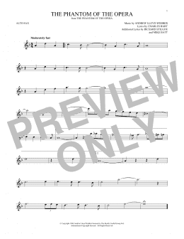 page one of The Phantom Of The Opera (Alto Sax Solo)