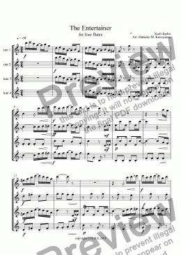 page one of The Entertainer (for Four Flutes)