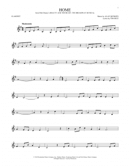 page one of Home (from Beauty and the Beast: The Broadway Musical) (Clarinet Solo)