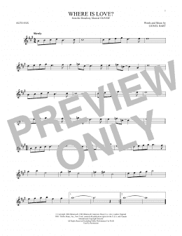 page one of Where Is Love? (Alto Sax Solo)