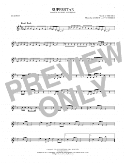 page one of Superstar (from Jesus Christ Superstar) (Clarinet Solo)
