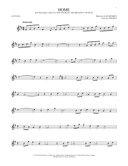 page one of Home (from Beauty and the Beast: The Broadway Musical) (Alto Sax Solo)