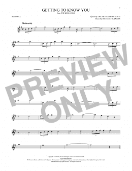 page one of Getting To Know You (Alto Sax Solo)