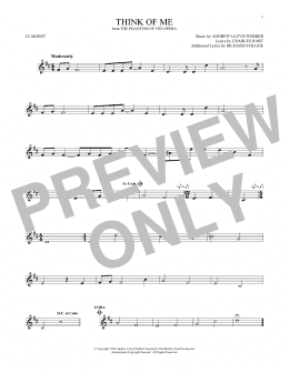 page one of Think Of Me (from The Phantom Of The Opera) (Clarinet Solo)
