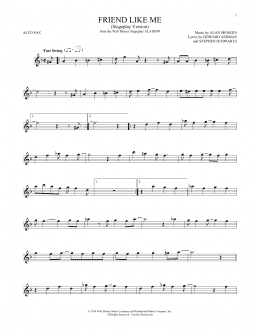 page one of Friend Like Me (Stageplay Version) (from Aladdin: The Broadway Musical) (Alto Sax Solo)