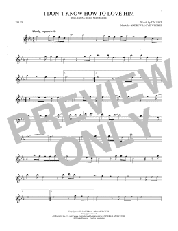 page one of I Don't Know How To Love Him (Flute Solo)