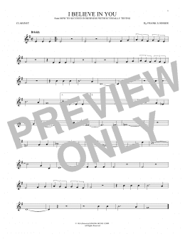 page one of I Believe In You (Clarinet Solo)