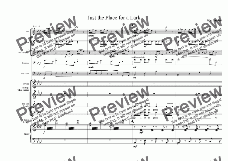page one of Just a Little Place for a Lark ( from Alice, the Musical )