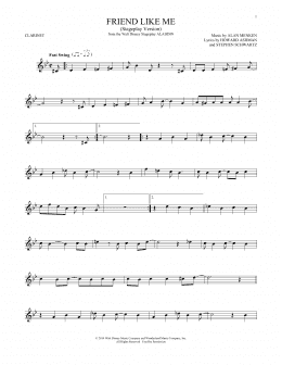 page one of Friend Like Me (Stageplay Version) (from Aladdin: The Broadway Musical) (Clarinet Solo)