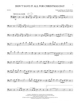 page one of Don't Save It All For Christmas Day (Cello Solo)