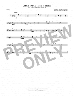 page one of Christmas Time Is Here (Cello Solo)