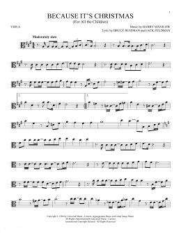 page one of Because It's Christmas (For All The Children) (Viola Solo)