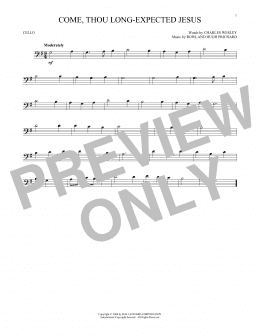 page one of Come, Thou Long-Expected Jesus (Cello Solo)