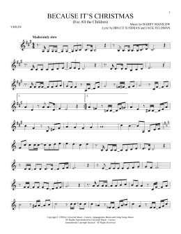page one of Because It's Christmas (For All The Children) (Violin Solo)