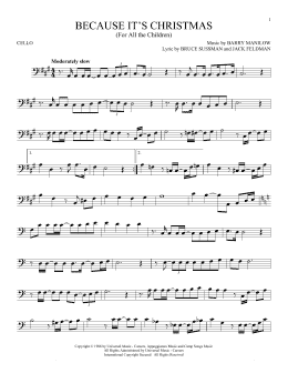 page one of Because It's Christmas (For All The Children) (Cello Solo)