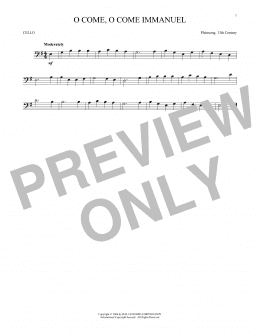 page one of O Come, O Come Immanuel (Cello Solo)