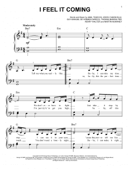 page one of I Feel It Coming (Easy Piano)