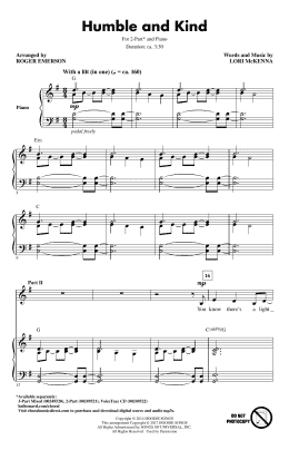 page one of Humble And Kind (2-Part Choir)
