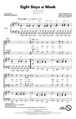 page one of Eight Days A Week (arr. Roger Emerson) (TB Choir)