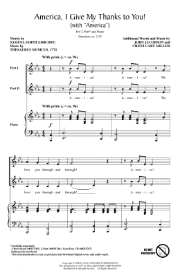 page one of America, I Give My Thanks To You! (2-Part Choir)