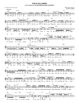page one of This Is Halloween (from The Nightmare Before Christmas) (Lead Sheet / Fake Book)