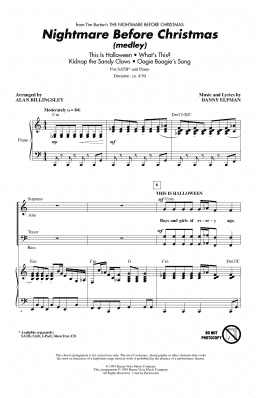 page one of Nightmare Before Christmas (Medley) (arr. Alan Billingsley) (SATB Choir)