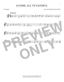 page one of O Come, All Ye Faithful (Clarinet Solo)