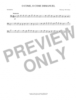 page one of O Come, O Come Immanuel (Trombone Solo)
