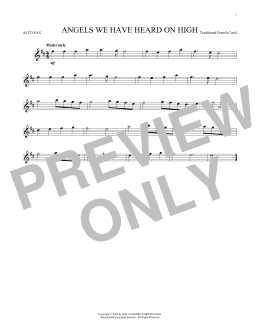 page one of Angels We Have Heard On High (Alto Sax Solo)