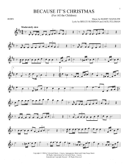 page one of Because It's Christmas (For All The Children) (French Horn Solo)