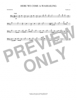 page one of Here We Come A-Wassailing (Trombone Solo)