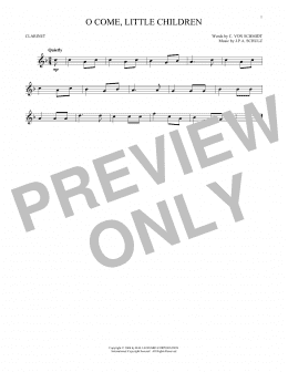 page one of O Come, Little Children (Clarinet Solo)