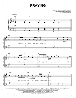 page one of Praying (Easy Piano)