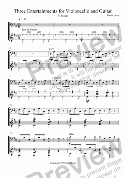 page one of 3 Entertainments for Cello and Guitar - Fiesta
