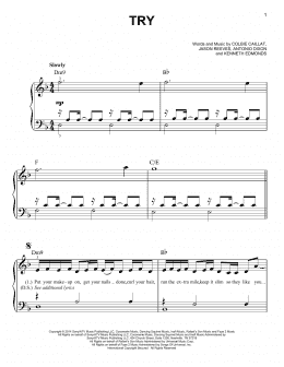 page one of Try (Easy Piano)