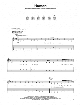 page one of Human (Easy Guitar Tab)