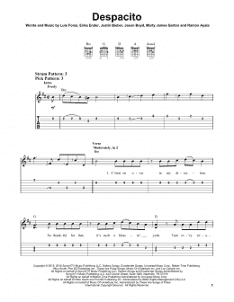 page one of Despacito (Easy Guitar Tab)