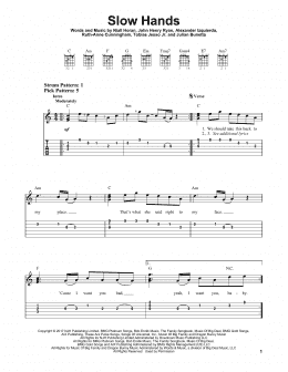 page one of Slow Hands (Easy Guitar Tab)