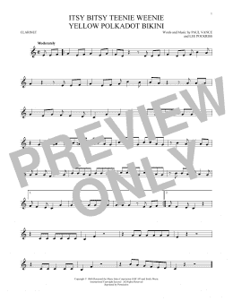 page one of Itsy Bitsy Teenie Weenie Yellow Polkadot Bikini (Clarinet Solo)