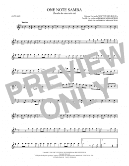 page one of One Note Samba (Samba De Uma Nota So) (Alto Sax Solo)