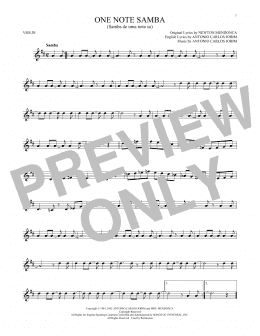 page one of One Note Samba (Samba De Uma Nota So) (Violin Solo)