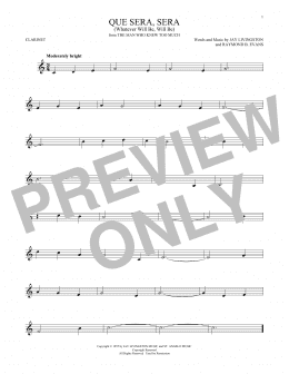 page one of Que Sera, Sera (Whatever Will Be, Will Be) (Clarinet Solo)