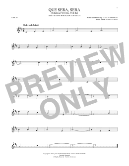 page one of Que Sera, Sera (Whatever Will Be, Will Be) (Violin Solo)