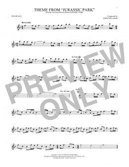 page one of Theme From "Jurassic Park" (Tenor Sax Solo)