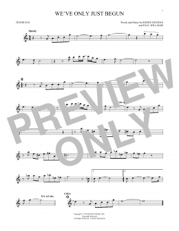 page one of We've Only Just Begun (Tenor Sax Solo)