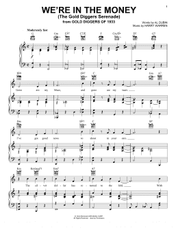 page one of We're In The Money (The Gold Diggers Serenade) (Piano, Vocal & Guitar Chords (Right-Hand Melody))