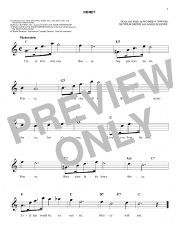 page one of Honey (Easy Lead Sheet / Fake Book)