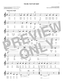 page one of Yes Sir, That's My Baby (Easy Lead Sheet / Fake Book)