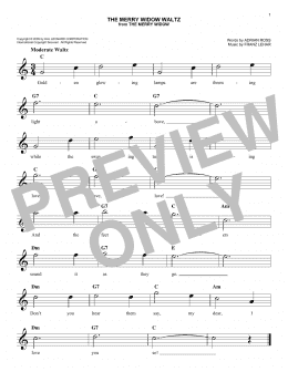 page one of The Merry Widow Waltz (Easy Lead Sheet / Fake Book)