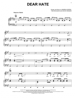 page one of Dear Hate (feat. Vince Gill) (Piano, Vocal & Guitar Chords (Right-Hand Melody))